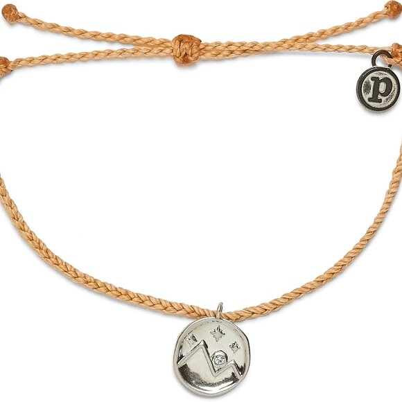 Silver or Gold Crystal Mountain Coin Charm Bracelet Handmade Waterproof Stackabl - Picture 1 of 2